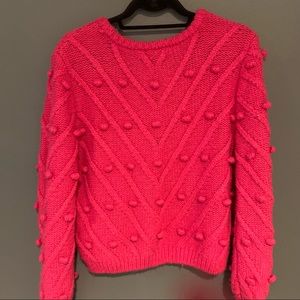 Forever21 Neon Pink Pom Pom Large Soft Sweater